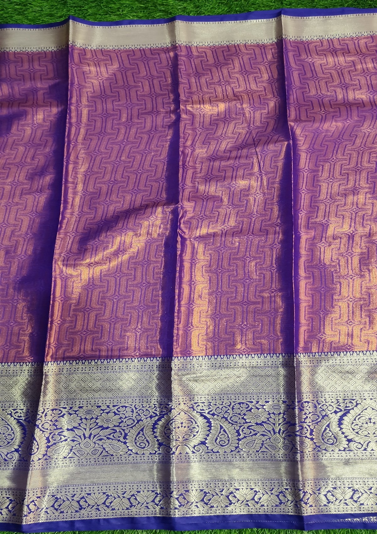 Silver Peacock Kanchi Silk