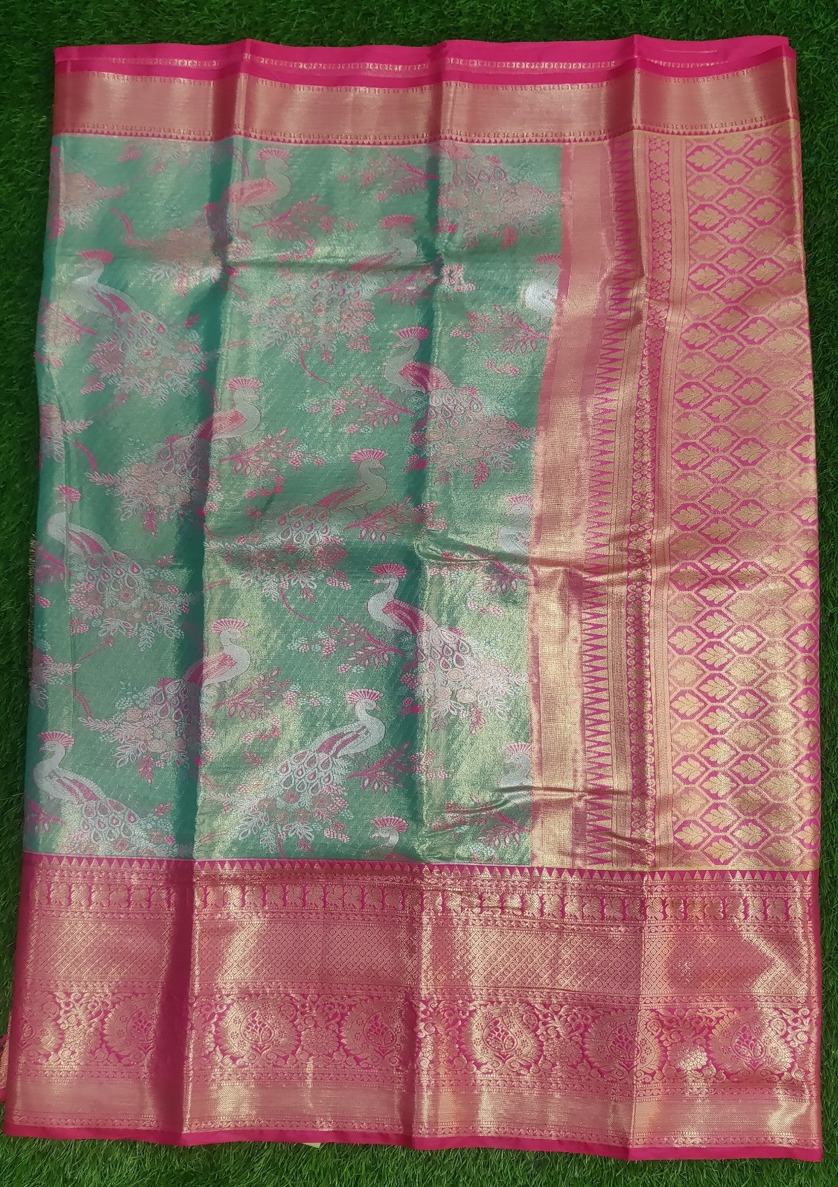 Silver Peacock Kanchi Silk